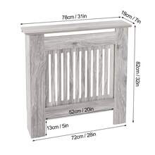 Radiator Cover Heater Cover Cabinet Radiator Shelf MDF Wood Vertical Slat White Grey Radiator Covers Living Room Furniture - Grey - View 2
