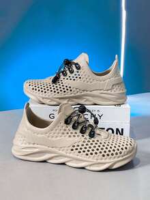 New Perforated Sandals For Men, Summer Non-Slip Breathable Outdoor Wear, Thick Sole Beach Slippers