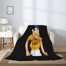1pc SML Jeffy Merchandise Anime Glam Style Flannel Blanket Super Soft Warm Bed Blanket Sofa Bedding Bedroom Sofa Office Car Four Seasons Cozy Shaggy Blanket Girls Boys Adult Gift - Black - View 3