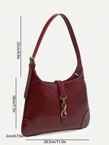 1 Stück vintage minimalistischer Schnallen Dekor Angora Wildleder Halbmond Schultertasche, verstellbarer Riemen, geeignet für Dates, Ausflüge, Partys