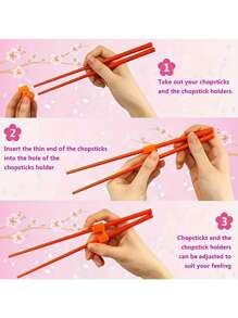 3 Stück/Set Kunststoff Essstäbchen Halter & Hilfswerkzeug, PE Material, zufällige Farbe, Schulbedarf