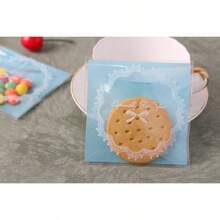 100/200个粉色/蓝色蝴蝶结印花礼品包装袋，适用于迎婴派对、婚礼、周年纪念、毕业典礼、生日派对礼物