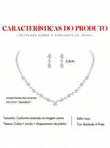 Conjunto Feminino De Colar Com Pingente De Liga E Brincos Para Casamento E Noiva, Conjunto De Joias Vintage 2 Em 1