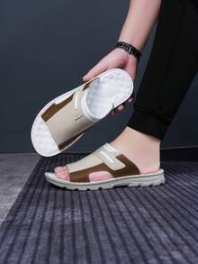 男士休闲复古拖鞋，新款春夏户外沙滩凉鞋，简约时尚轻便透气拖鞋 - 米色 - 查看 5