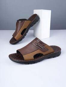 Men's Casual Slippers, New Spring/Summer Vintage Daily Outdoor Versatile Beach Sandals, Simple Fashion Lightweight Flip Flops - Brown - View 3