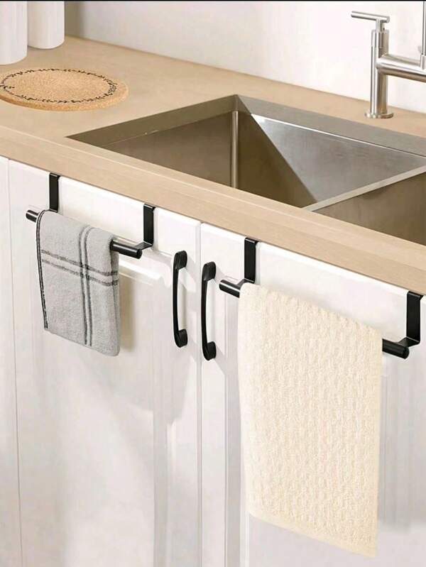 1pc,Household Towel Rack Non-Punched Wall Hanging Cabinet Door Behind The Door Storage Rack Non-Nailed Single Pole Towel Rack Rag Hanging Rod Home Bathroom Decor Bathroom Accessories Bathroom Organizer Summer Back To School