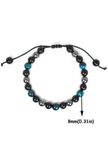 YAUKIA 1pc 8mm Tiger Eye & Matte Black Onyx And Blue Hematite Bracelet – Adjustable Beaded Bracelet For Men Women, Protective Healing Stone, Handmade Gemstone Jewelry, Stylish Gift - Multicolor - View 15