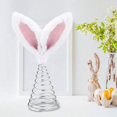 Easter Tree Topper With Bunny Ears Cute Plush Rabbit Ears Treetop Decoration Holiday Ornament For Home