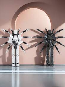 1 set gelede Spider Warrior met 13 beweegbare gewrichten, inclusief verschillende wapens en accessoires, creatieve bouwstenen voor tieners en volwassenen, bureaudecoratiespeelgoed, verpakt in bubbelzak met parelmoerfolie