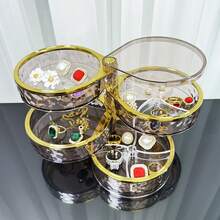 1pc 4-Layer Rotary Jewelry Storage Box, Organizer For Rings, Earrings, Necklaces, Multi-Layer Jewelry Display Stand Summer For Women Storage Organizer Gift Wedding - Multicolor - View 12