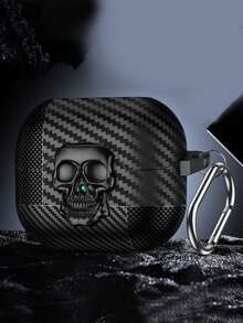 1 件碳纤维骷髅设计蓝牙耳机保护套带开关锁，兼容 Apple 1/2/3/4/Pro/Pro2 和 Galaxy Buds3/3Pro（不含耳机） - 純色 - 查看 8