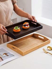 1pc Brown Wooden Fruit & Snack Cake Display Tray - Multicolor - View 1