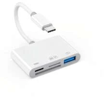 1pc Camera SD Card Reader Adapter Compatible With IPhone, Lightning/Type-C To USB OTG Adapter Micro TF SD Card Power Charger Splitter Connector For IPad, IPhone 15 14 13 12 11 XS XR X Cameras