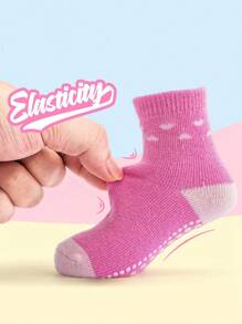 10pairs Children's Baby Girls Non-Slip Toddler Socks Heart Print Crew Socks