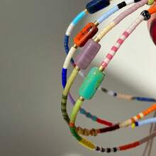1 件波西米亚复古风格手工串珠手链，彩色半宝石，不褪色，男女通用日常佩戴，送给爱人的完美礼物，友谊珠宝
