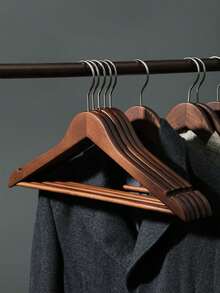 1/2pcs Natural Bamboo Clothes Hanger With Non-Slip Bar For Clothing Store And Hotel - Multicolor - View 3
