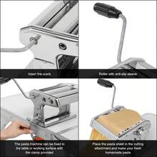 Stainless Steel Fresh Pasta Maker Roller Machine, With Adjustable Thickness Settings,Perfect For Homemade Spaghetti Fettuccini Noodles And Lasagna,Includes Removable Handle And Clamp (Silver) - Bạc - Xem 5