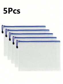 5/10PCS Zipper File Bags Plastic Mesh Zipper Bags Waterproof File Bags Board Game Storage Bags For Office Home Travel (A3 Size 16.9 X 12 Inch, White) - Multicolor - View 5