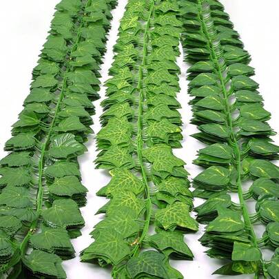 3/6/12Pcs Artificial Ivy Hanging Green Vine Silk Leaf Garland Plant Creeper Leaf ,Pothos Leaf Vine, Watermelon Leaf Vine, Crabapple Leaf Vine, Grape Leaf Vine,Home Wedding Bathroom Garden Decoration