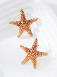 1 Pair Minimalist Starfish Design Earrings, Versatile Beach Holiday Jewelry Accessories For Women