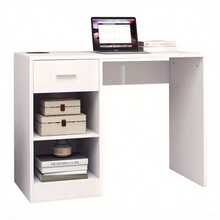 100cm Computer Desk Study Writing Table PC Laptop Desk With Drawer 2 Shelves - White - View 6