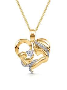 1 Stück Persönlichkeit Stil light luxury Design Kreativ Hochwertig Allround Strass-besetzter Mutterhalskette mit Herz-Anhänger und Baby, Schlüsselbein-Kette zum täglichen Tragen, Muttertags-/Valentinstags-Geschenk für Frauen