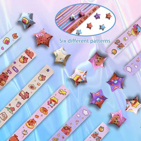 Tira de origami de estrella galaxia, 4 diseños diferentes de hermosas tiras de origami de estrella para manualidades de arte DIY, origami de estrella pastel