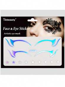 2pcs Reusable Eyeliner Stickers, Easy To Apply And Remove, Laser Eyeliner Stickers, European And American Silver Laser Butterfly Star Double Eyelid Stickers, Suitable For Party Performance, Holiday Party - Multicolor - View 6