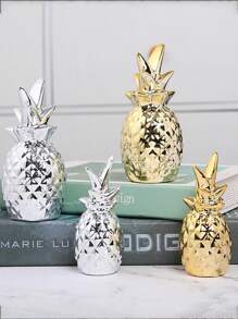 Modern Minimalist Gold Plated Ceramic Pineapple Decor, Creative Home Accent Piece For Living Room, Coffee Shop, Wine Cabinet, Graduation/Birthday Gift