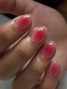 BabyBoomers Nails ,24pcs Short Oval With Glitter And Blush Design French Tip Press-On Nails Short Fit Perfect Acrylic False Nails Set Including: 1pc Jelly Glue And 1pc Nail File, Baby Boomers Nails Suitable For Women And Girls Daily Life And Party Use