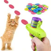 Ensemble de lance-jouets interactifs avec disques en mousse - Lance-jouets manuels pour cadeau d'amateurs de chats/chiens et jeux d'amour de maman de chien/chat. Jouet en plastique sans piles - Disques colorés pour jeux de fête et activités amusantes