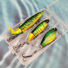 3 Stücke Whopper Angel Köder, Popper aus Biomimetik mit Schwanz, treibender harter Köder, zwei verschiedene Designs für mehr Fischfang