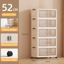 5/3/1-Layer Multifunctional Five Layer Folding Storage Cabinet With Large Storage Capacity - Universal Roller Can Rotate 360 ° - Space Saving - Double Door Design, Suitable For Storing Clothes, Bedding, Snacks, Stationery, Shoes, Bags, Etc., With Large Storage Capacity Dress Pants Shoes Jeans Boots Skirt Bedroom, Organizer, Home Storage, White T Shirt Women, Black Pants Women, Ladies Winter Clothes, Dress,