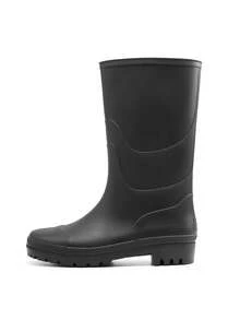 1双男士中筒雨靴，PVC一体成型，耐用雨鞋，适用于钓鱼、户外活动、通勤、泥地行走 - 黑色 - 查看 11