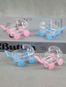 12pcs Mini Transparent Plastic Candy Jars, Suitable For Baby Shower Favor Boxes, Wedding Party Decorations, Birthday Celebration Supplies - Trolley 12pcs - View 4