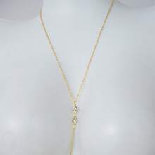 1pc Fashionable Sexy Bohemian Double-Layer Rhinestone Encrusted Glitter Bralette Chain, Y-Shaped Body Chain, Elegant For Women's Beach, Party, Date Night, Daily Wear, Summer - Gold - View 5