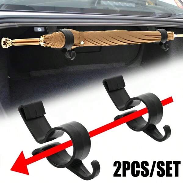 2 ganchos para guarda-chuva de porta-malas de carro, ganchos para toalhas, adequados para a maioria dos carros sedan