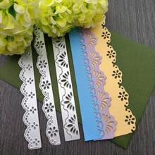 1pc Floral Lace Border Embossing Die, Silvery Metal Template For DIY Scrapbooking & Card Making Decor