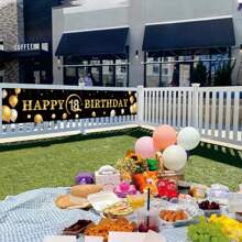 1 Stück Dekorationsbanner zum 16. Geburtstag - Alles Gute zum Geburtstag Hintergrund für Wand & Garten - 16. Geburtstags Party Deko - Teenager Geburtstags Party Zubehör
