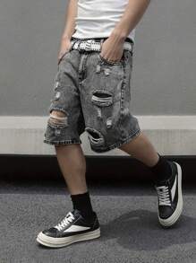 Teens/Boys Distressed Pocket Loose Fit Casual Denim Shorts