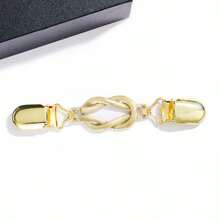 1 Gold Vintage Sweater Shawl Clip, Metal Dress Cardigan Brooch, Floral Pattern Collar Clip, Pin Accessories