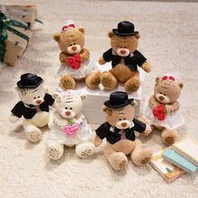 Juguetes de peluche de osos de boda, osos de peluche adorables, animales de peluche suaves de novia y novio, muñecos perfectos para decoración de boda, decoración de ramos, regalos ideales para parejas, regalos de festival, aniversario - Multicolor - Ver 11
