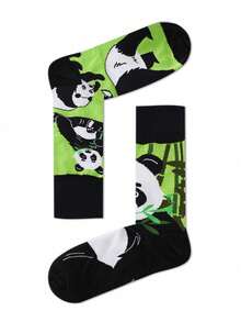 1 Pair Fashion Panda Pattern Unisex Crew Socks, All-Season Couples Socks - Multicolor - View 3