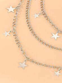 1 pièce Chaîne de taille avec pendentif pentagramme punk hip-hop, chaîne de pantalon en métal, convient pour le port quotidien, l'été, l'école - Multicolore - Voir 4