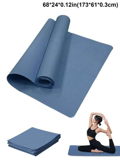 1pc 0.3cm Thick EVA Yoga Mat, Beginner Fitness Mat, Dance Yoga Mat (Navy Blue)