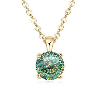 Elegante collana con pendente in moissanite blu-verde taglio russo da 1,0 carati, in argento sterling 925 placcato oro 18k - perfetta per uso quotidiano, matrimoni e feste - include confezione regalo, regalo ideale per compleanni o anniversari