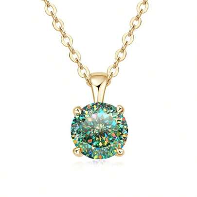 Elegant 1.0 Carat Blue Green Russian Cut Moissanite Pendant Necklace In 925 Sterling Silvery - Perfect For Daily Wear, Weddings & Parties - Includes Gift Box, Ideal Birthday Or Anniversary Present For Her