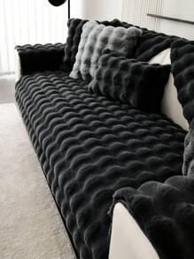 1pc All Season Thickened Sofa Cushion Cover, Non-Slip Sofa Slipcover, Dust-Proof And Dirt-Resistant, Machine Washable, Non-Shedding And Fade-Resistant, Plush Black Home Decor Pet-Friendly Protective Cover, Suitable For Bedroom, Office, Living Room, L-Shaped Sofa And 1/2/3/4 Seat Sofa
