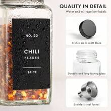 Glass Spice Jars With Labels And Steel Lids (24 X 4oz) Spice Containers With 240 Label, Steel Funnel, Shaker Inserts, Empty Square Seasoning Organizer For Spice Rack, Cabinet, Drawer - Black Stainless Steel Lid - 查看 8