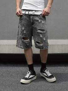 Teens/Boys Distressed Pocket Loose Fit Casual Denim Shorts
